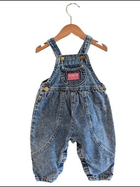 Vintage OshKosh B'gosh Denim Overalls for Kids - Blue Pink